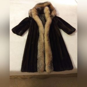 Mahogany Mink coat with Crystal Fox trim